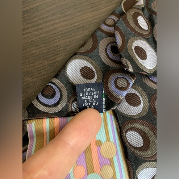 TED BAKER London Men's Tie Mod Retro Geometric Textured 100% Silk Made in USA - Picture 5 of 7